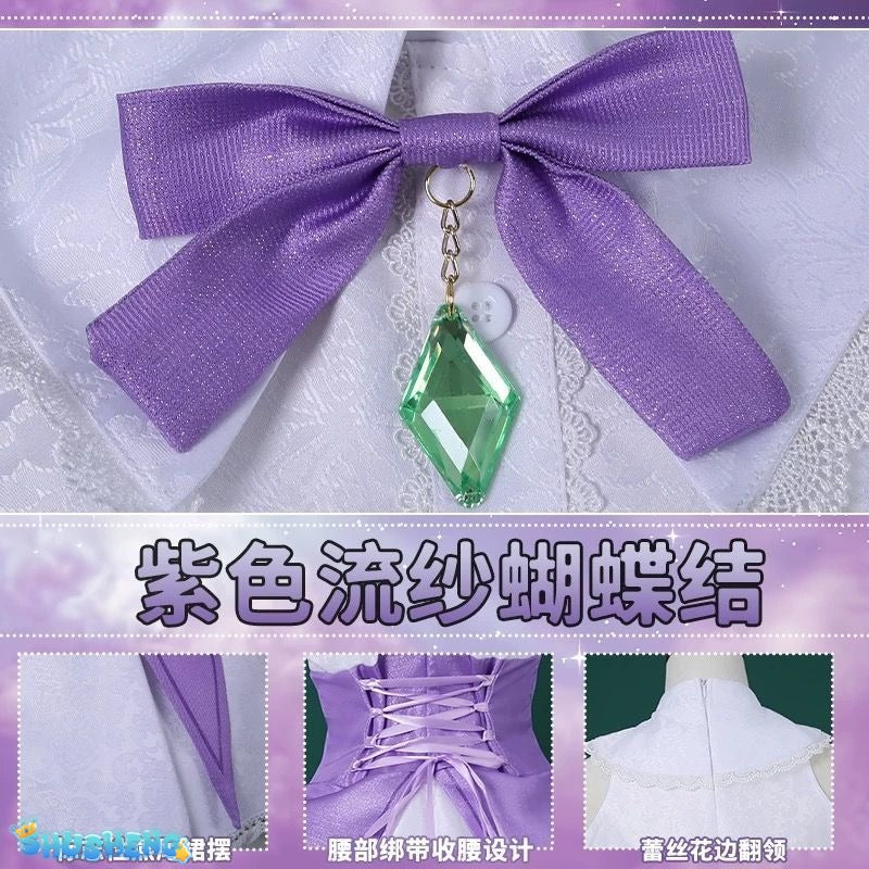 Anime Re:Zero Emilia Cosplay Costume Wigs Suit Coser Halloween Party Role Play Outfit Dress
