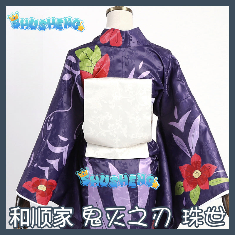 Anime Demon Slayer Tamayo Cosplay Costume Kimetsu No Yaiba Wig Japanese Printing Kimono Haori JapaneseMan Woman Halloween Suit