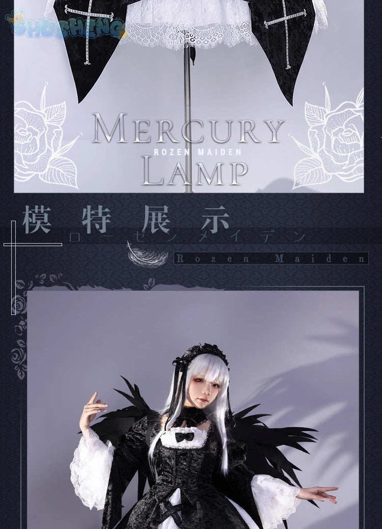 Anime Roses Maiden Cosplay Sui gin tou Mercury Lamp Costume Dark Gothic Lolita Dress High Quality Halloween Uniform Accessories