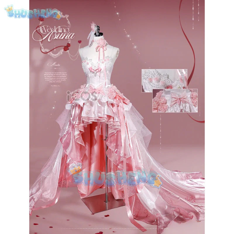 Sword Art Online Yuuki Asuna Cosplay Costume Rose Wedding Dress Uniform Halloween Carnival Party Christmas Play Role Clothing