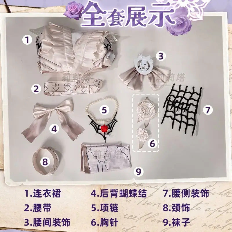 Shusheng-R Game Identity Ⅴ Tracy Reznik Mechanic Cosplay Costume Dress Crown Belt Accessories Prop Set Halloween Party Sweet Girl Uniform