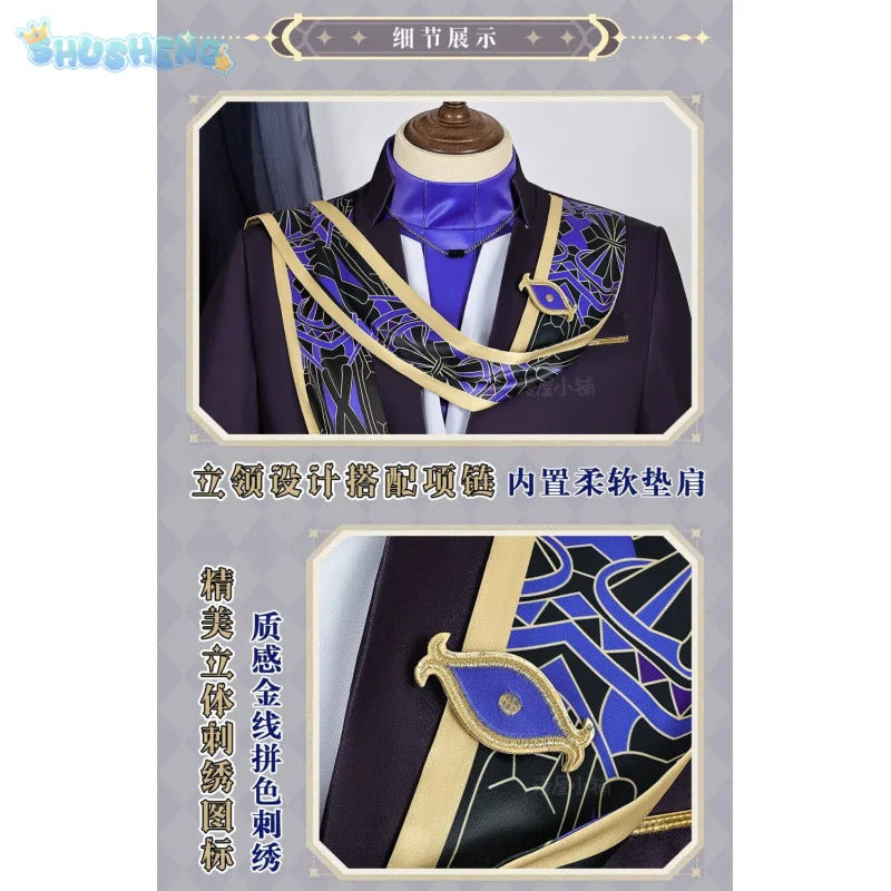Shusheng-N Genshin Impact Cyno Cosplay Radiant Night Banquet Costume Coat pants belt necklace prop set Halloween fashion Cyno Men uniform