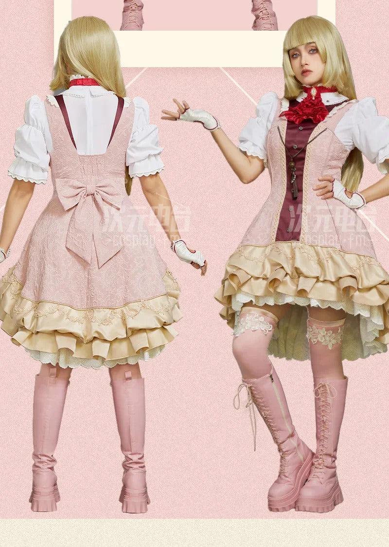 Game Tekken 8 Lili Cosplay Emilie De Rochefort Costume Wig skirt glove accessories Halloween party cute and sweet pink dress set