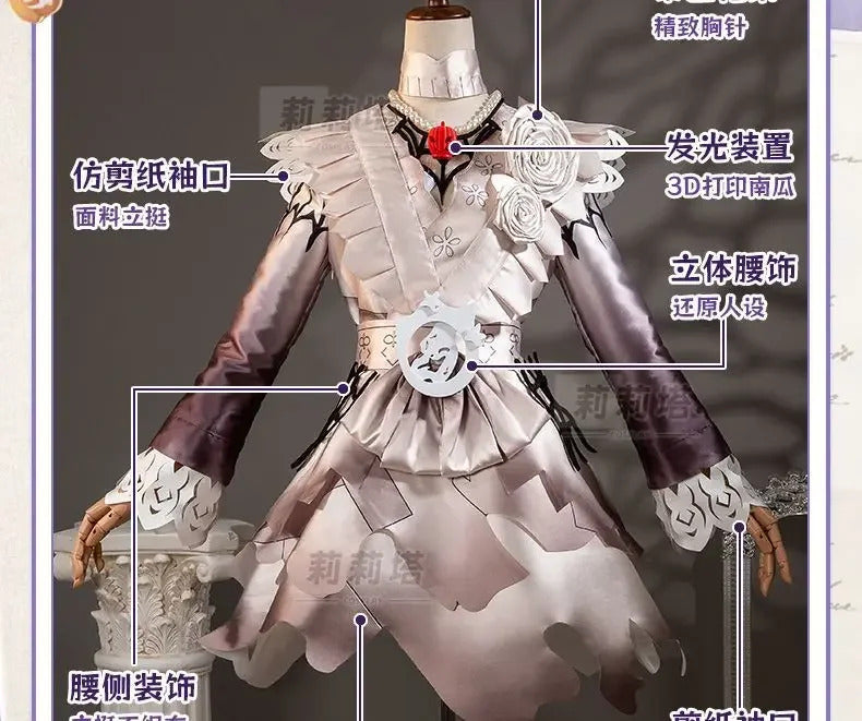 Shusheng-R Game Identity Ⅴ Tracy Reznik Mechanic Cosplay Costume Dress Crown Belt Accessories Prop Set Halloween Party Sweet Girl Uniform