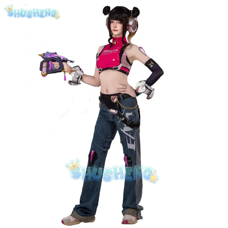Game Juno OVERWATCH2 Cosplay OW Linkage Girl Goup Costume Halloween Party Sweet Women Uniform Props Accessories Set