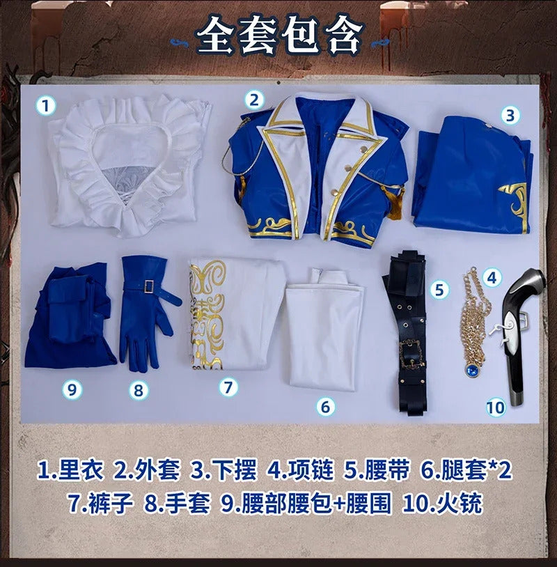 Shusheng Identity V Luca Balsa Prisoner Cosplay Costume Silhouette Uniform Halloween Carnival Party Christmas Play Role Clothes