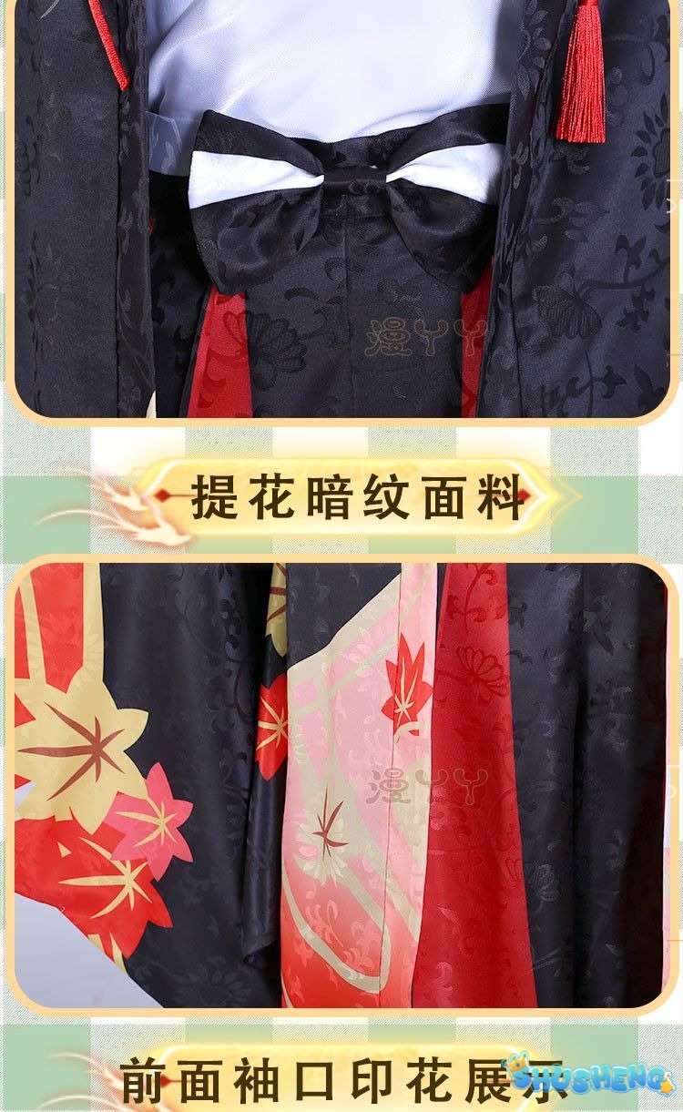 Anime Genshin Impact Inazuma Kaedehara Kazuha Five Kasen Cosplay Costume Woman Top + Horse Riding Hakama Kimono Set