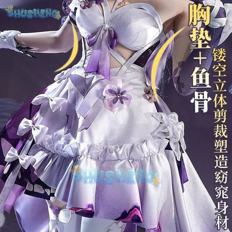 Shusheng Honkai Star Rail Castorice Cosplay Costume Dress Headwear Earrings Halloween Party for Women Girls Carnival Cos Props