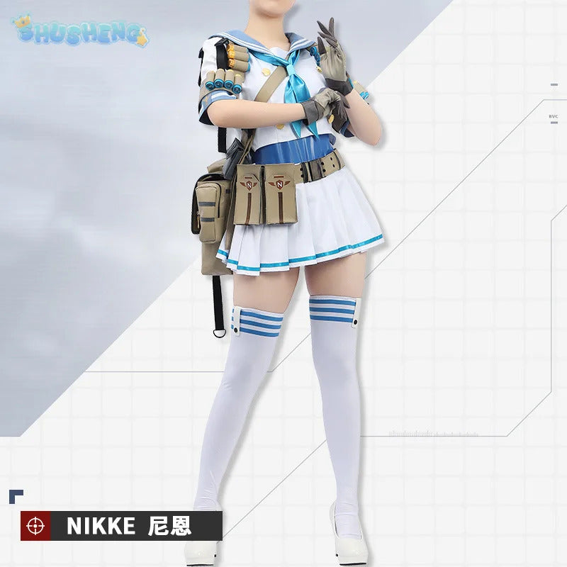 Shusheng-R NIKKE:The Goddess of Victory Neon: Blue Ocean Cosplay Costume Halloween Sweet Sailor Uniform JK Dress Accessories Prop Woman Set