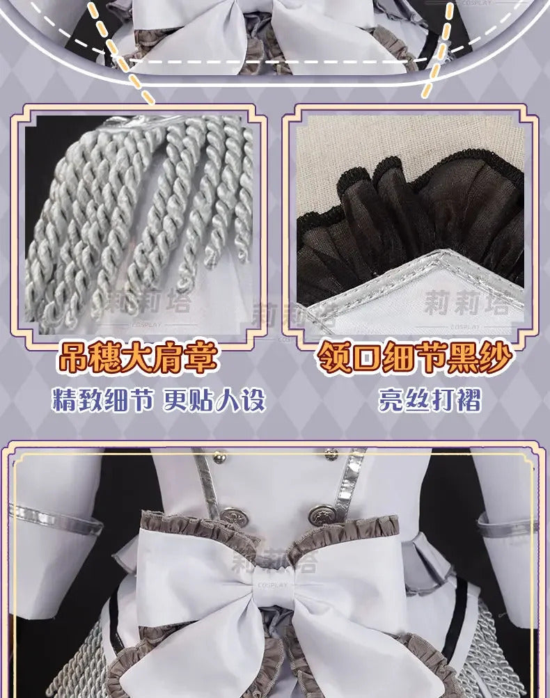 Shusheng-R Tokisaki Kurumi Nightmare Cosplay DATE A LIVE The White Queen Costume Halloween Party Lolita Dress Wig Props Women's Sweet Set
