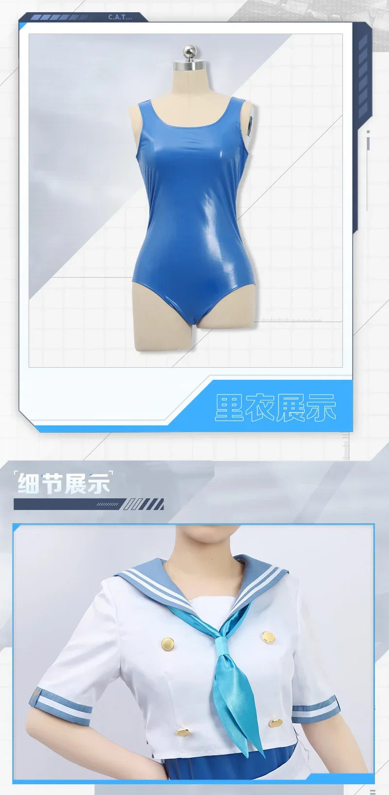 Shusheng-R NIKKE:The Goddess of Victory Neon: Blue Ocean Cosplay Costume Halloween Sweet Sailor Uniform JK Dress Accessories Prop Woman Set