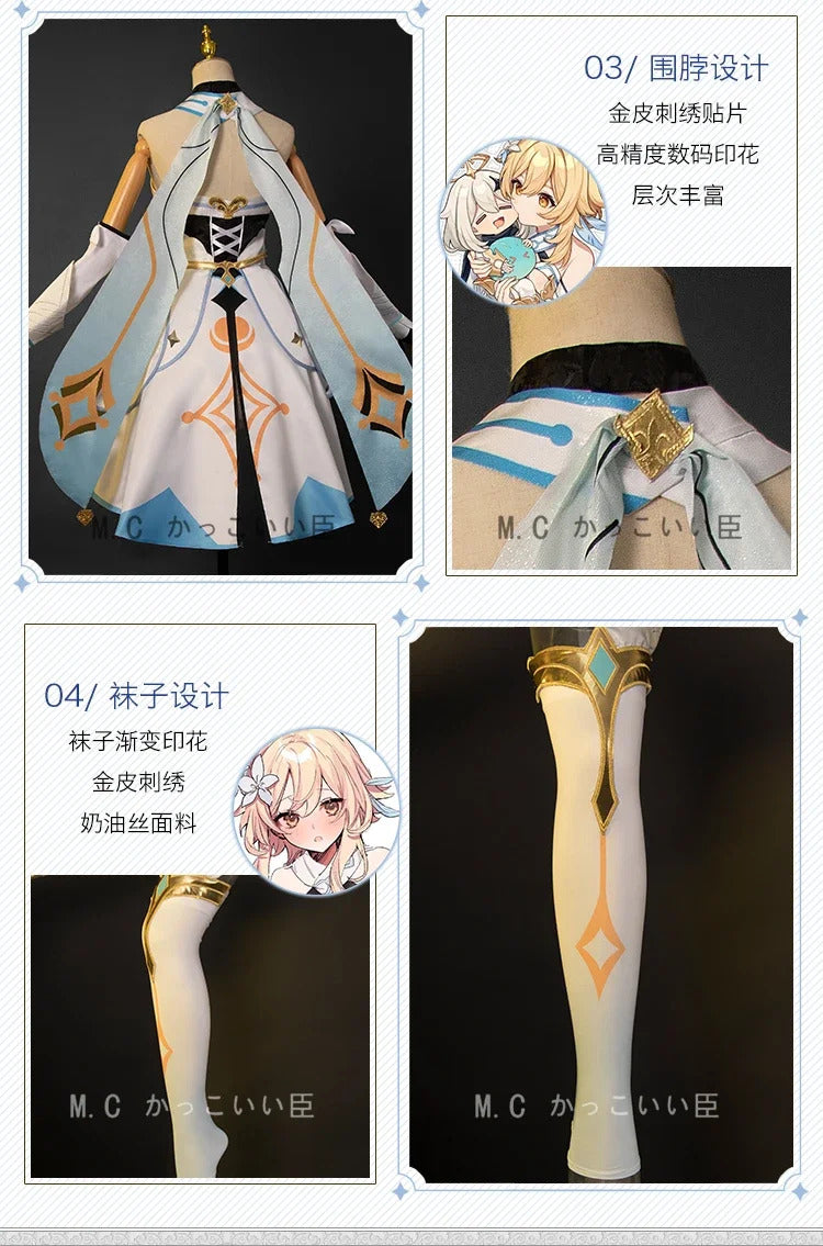 Shusheng-R Lumine Cosplay Game Genshin Impact Lumine Cosplay Costume Christmas Roleplay Costumes Wig Shoes Dress Genshin Impact Cosplay