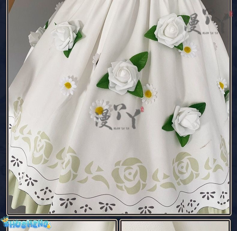 Anime Frieren: Beyond Journey's End Cosplay Costume White Flower Skirt Princess Dress Woman Sexy Masked Ball Party Suit