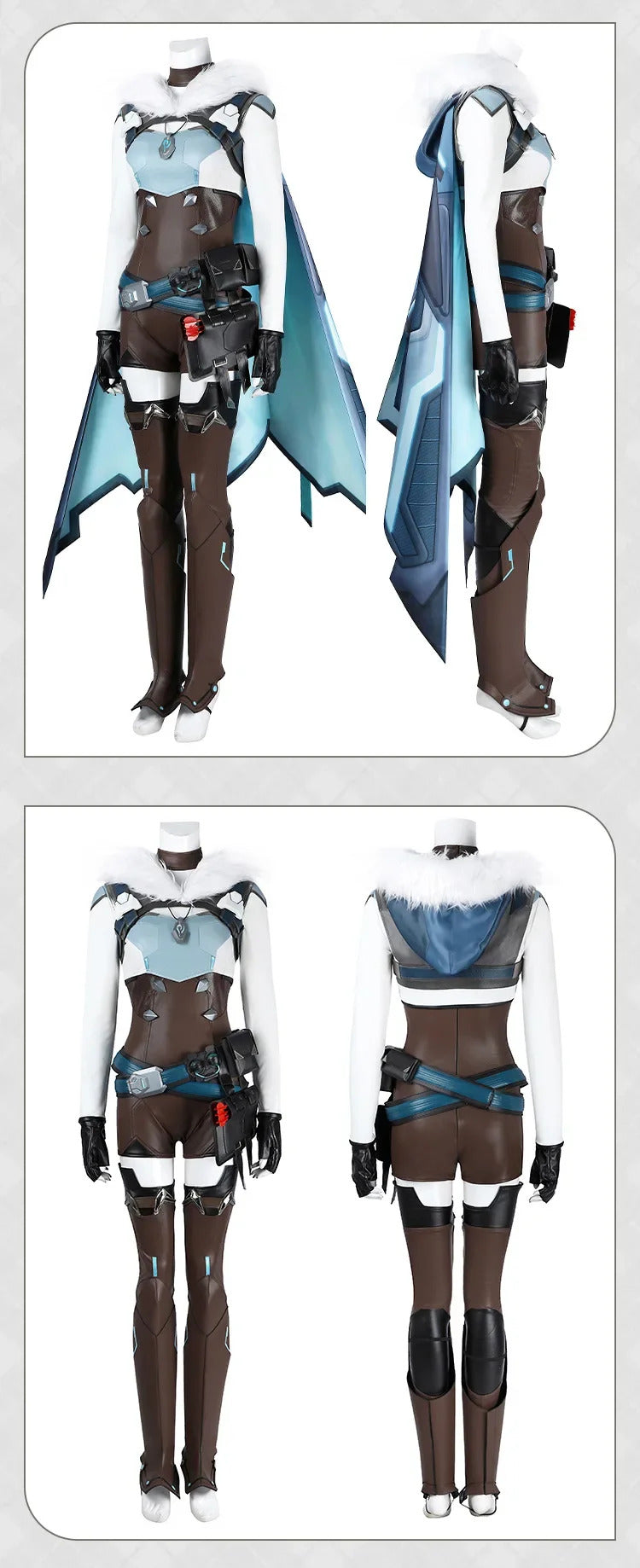 Freja Overwatch OW Cosplay Costume Cloak jumpsuit waist belt vest gloves waist bag shoes prop set Halloween men women uniform