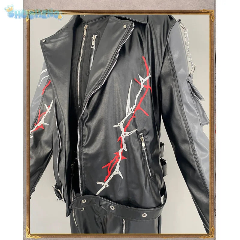 Love and Deepspace Sylus Cosplay Visitors from another world Costume Halloween Carnival Fashion Leather Props Uniform Sylus Set