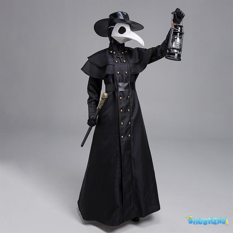Plague Doctor Cosplay Dress Set Halloween Cosplay Costume Medieval Punk Birdman Masquerade Party Costume Props Female