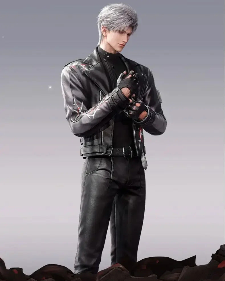 Love and Deepspace Sylus Cosplay Visitors from another world Costume Halloween Carnival Fashion Leather Props Uniform Sylus Set