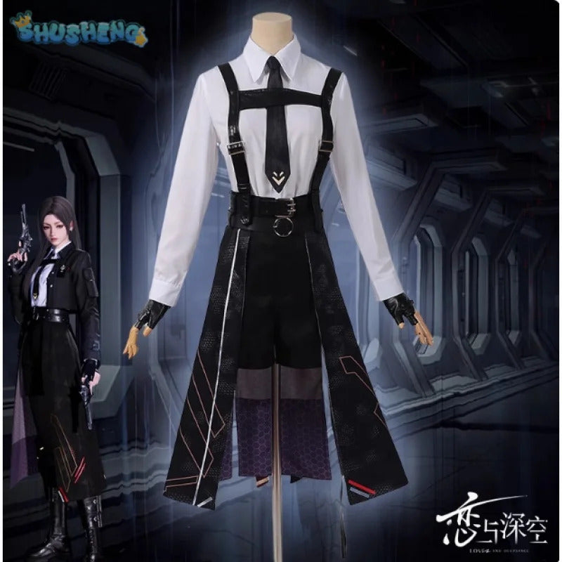 Shusheng-R Love and Deepspace Heroine Cosplay Costume Halloween combat suit including gloves outerwear shirt tie men women handsome set