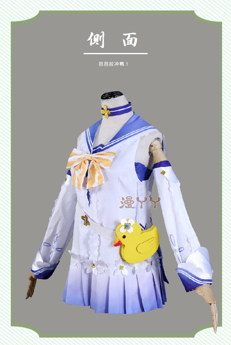 Genshin Impact Barbara Cosplay Costume Women Cute Swimsuit Coat Halloween Carnival Uniforms Full Set with Bag Hat Custom Made