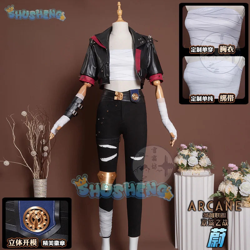 Shusheng LoL Arcane Season 2 Vi Cosplay Costume Uniform Halloween Carnival Party Christmas Play Role Clothes Clothing for Women