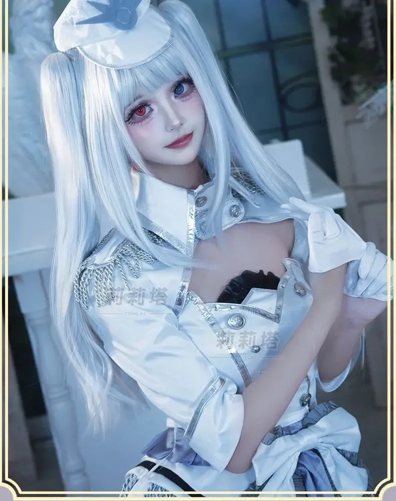 Shusheng-R Tokisaki Kurumi Nightmare Cosplay DATE A LIVE The White Queen Costume Halloween Party Lolita Dress Wig Props Women's Sweet Set
