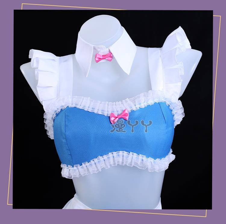 Anime Re:Life in A Different World From Zero Rem Cosplay Costume Wig Swimsuit Skirt Adult Woman Sexy Summer Sand Party Suit