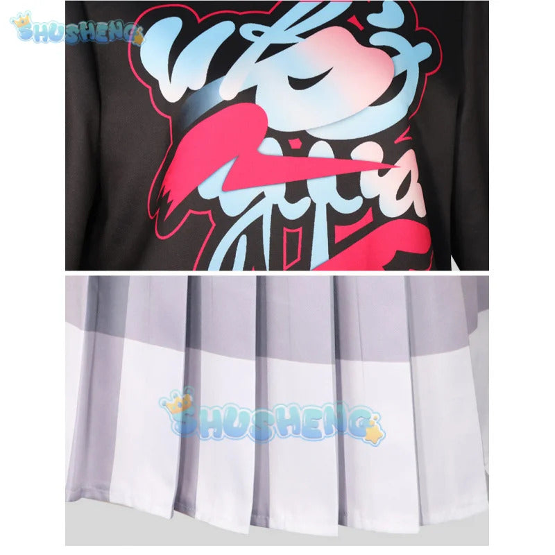 Game Persona 5: The Phantom X Motoha Arai Cosplay Costume Hoodies Plaid Skirt Leisure Time Uniform Wig Woman Sexy Party Suit