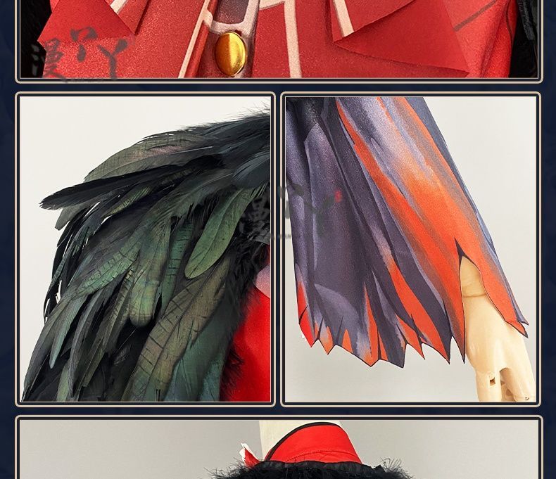 Identity V Edgar Valden Painter Multi-Colour Printing Cosplay Costume Exaggerated Feather Suit Hat Set Role-play Wig Shoe Outfit