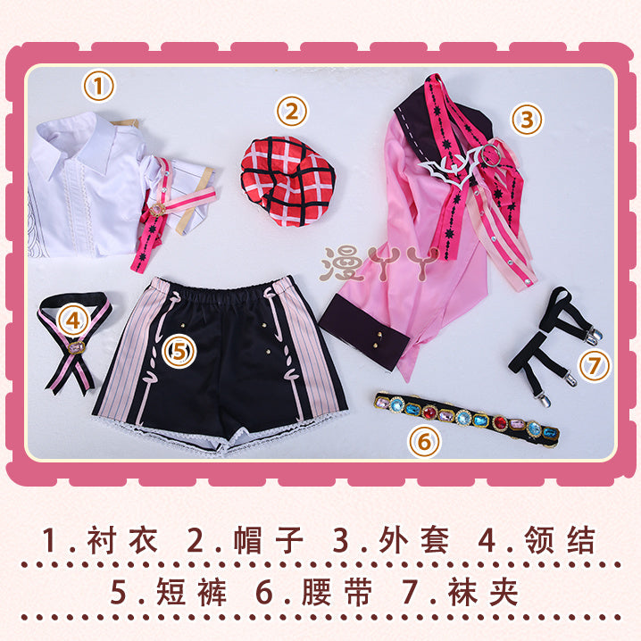 Aster Role-playing Costume Game Nu Carnival Aster Cosplay Outfits Halloween Party Set Short Pink Hair Role Play