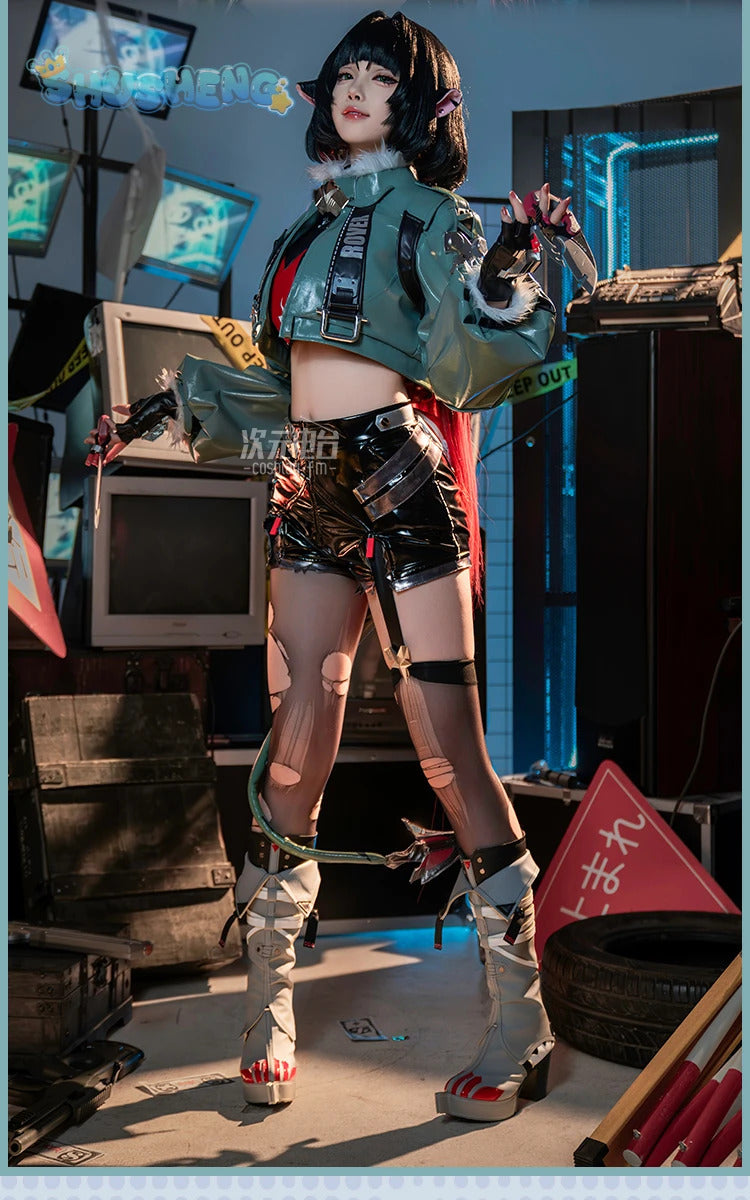 Jane Doe Cosplay Game Zenless Zone Zero Costume Sexy Mouse Girl Tail Waist Bag Socks Gloves Accessories Set Carnival Party Set