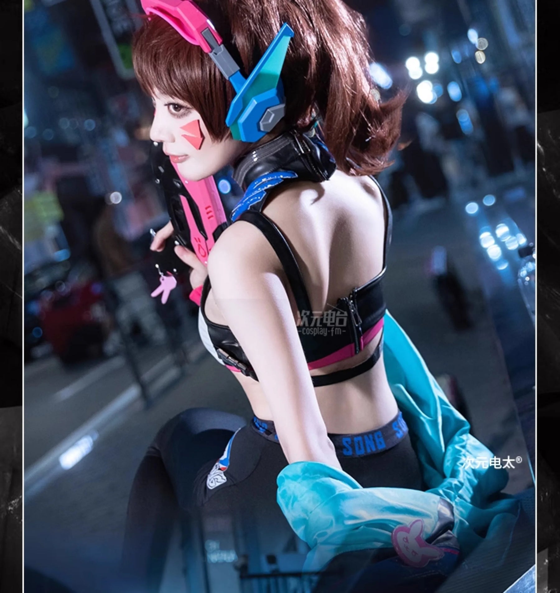 OW D.Va Overwatch Cosplay Tokyo Official Valley Costume Leather jacket strapless pants wig prop set Halloween fashion uniform