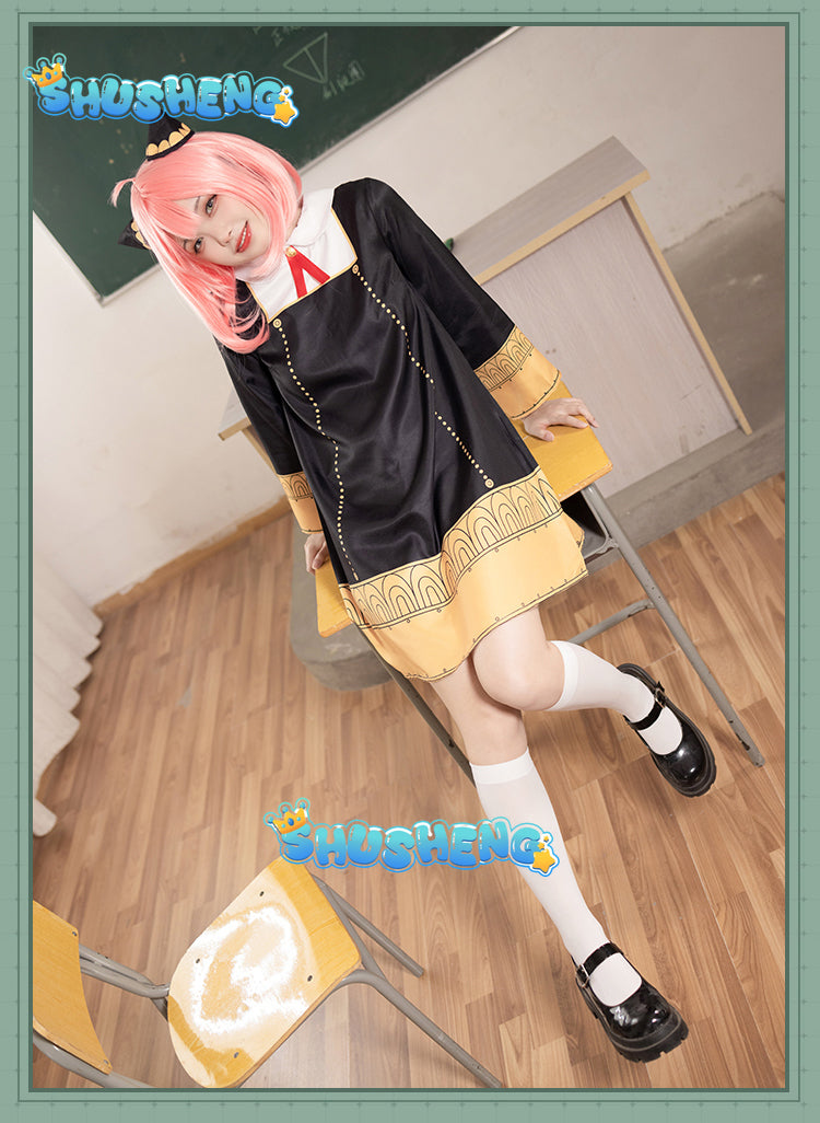 Anya Forger Cosplay Anime SPY X FAMILY Anya Forger Cosplay Costume Dress Wig Girls Women Uniform Halloween Costumes