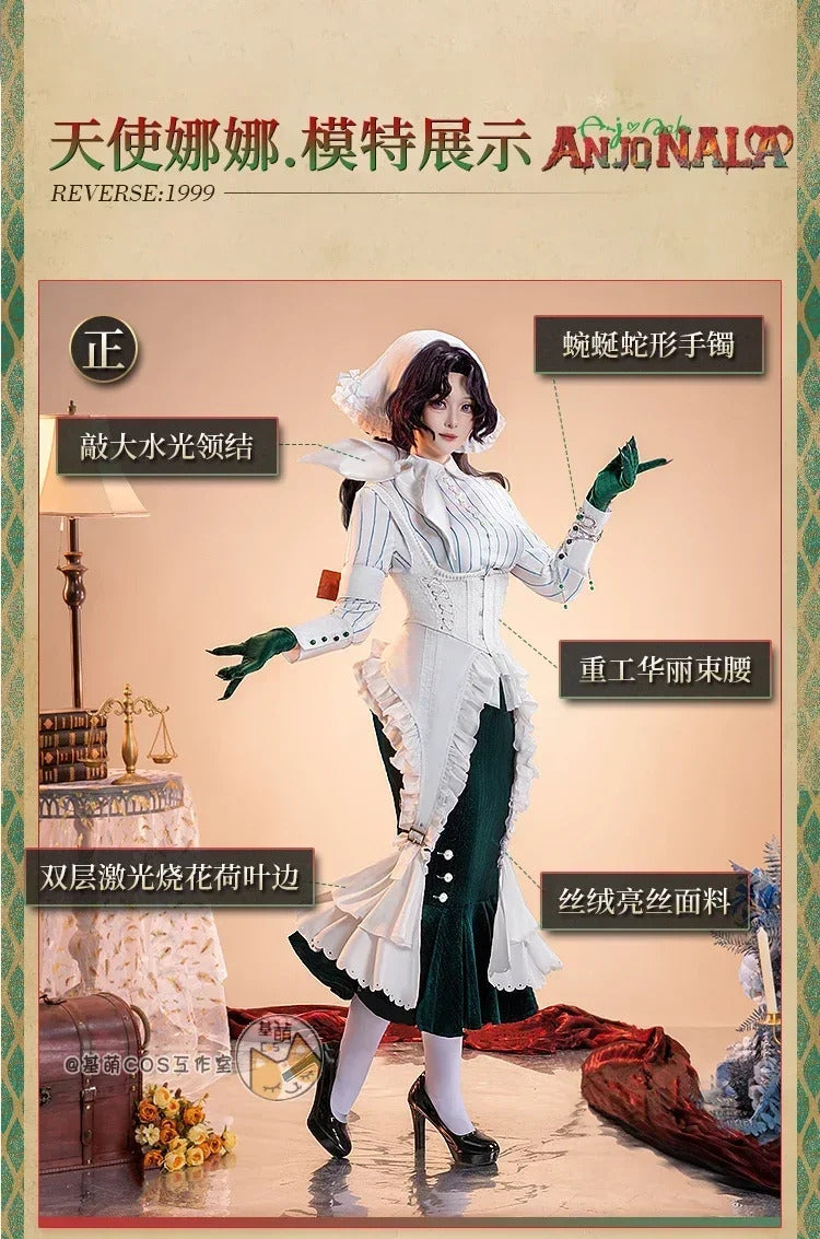 Anjo Nala Cosplay Reverse:1999 Nala Hari costume Ms. Kimberly Sexy Fish Tail Maid Dress Set Party Christmas Full Woman Uniform