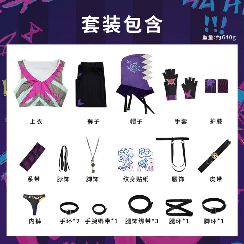 LoL Arcane Jinx Cosplay Costume Hat Finger Cover Outfits Women Vest Shorts Belt Gloves Halloween Carnival Suit Shusheng