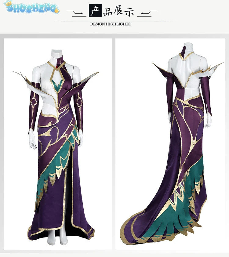Game LOL Morgana Cosplay Costume Dress Set Women Coven Morgana Fashion Dress With Accessories Outfits Halloween Costume