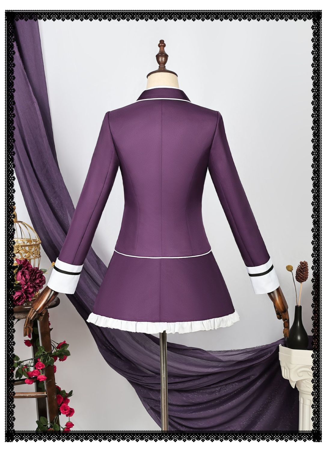 Game Diabolik Lovers Komori Yui Cosplay Costume Wig Fashion Purple Suit Uniform Dress Set for Women Halloween Party Role Play