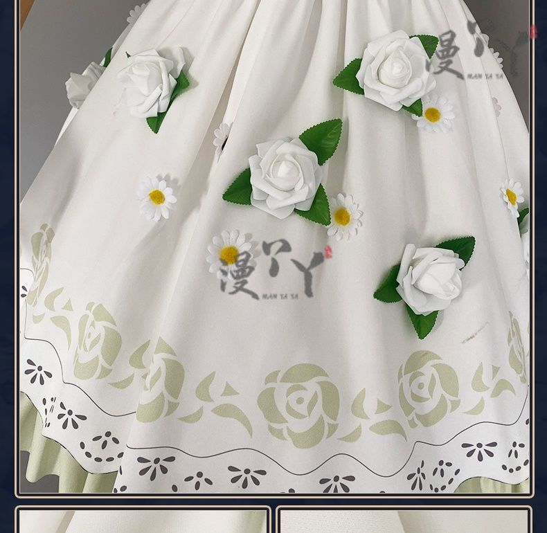 Anime Frieren: Beyond Journey's End Cosplay Costume White Flower Skirt Princess Dress Woman Sexy Masked Ball Party Suit
