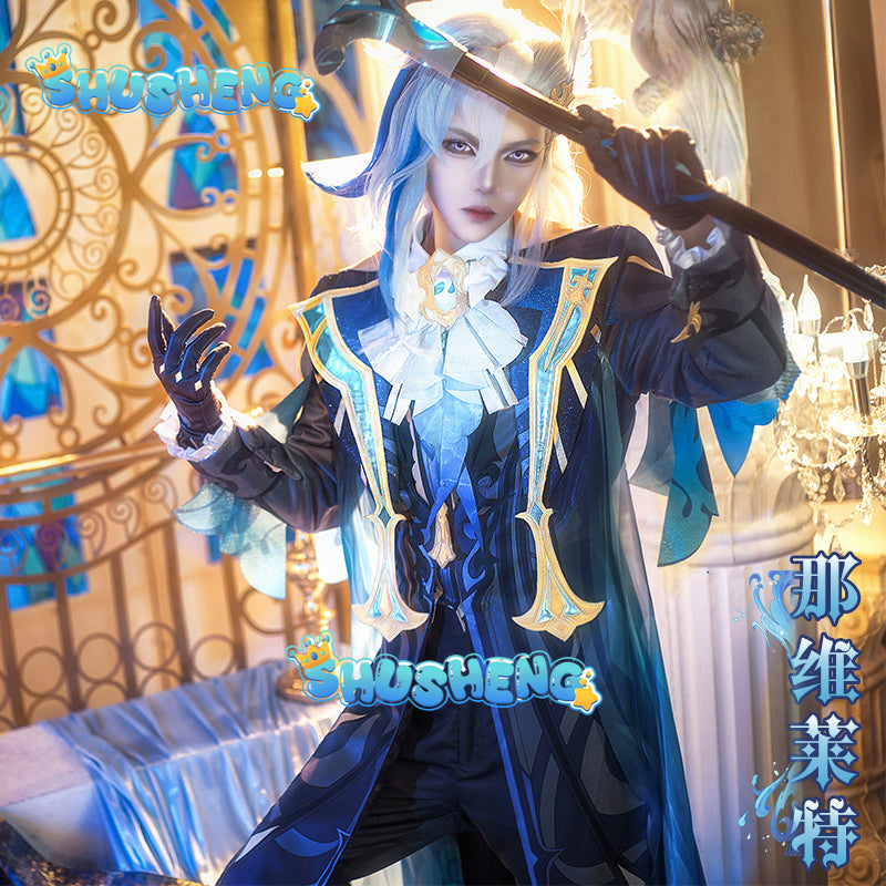 Genshin Impact Neuvillette Cosplay Costume Adult Carnival Uniform Wig Anime Halloween Party Costumes Masquerade Women Game