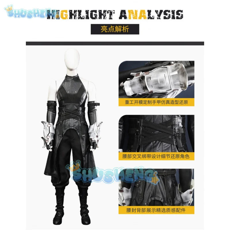 FF7 Sephiroth Cosplay Final Fantasy VII Costume Black Coat and Accessories Halloween Party Handsome Uniform youth Sephiroth Set