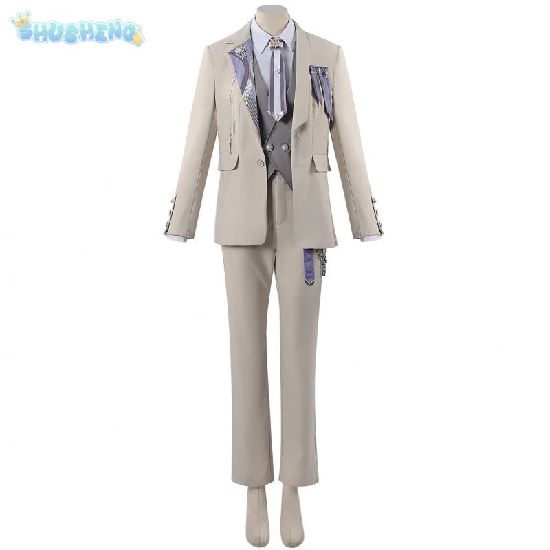 Shusheng-N Love and Deepspace Xavier Cosplay Costume Coat pants vest shirt brooch tie Halloween party fashion uniform Woman Man New set