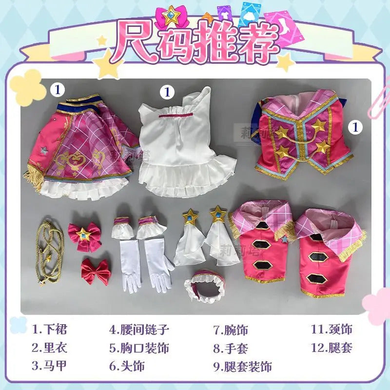Anime Nijino Yume Aikatsu Stars! Cosplay Costume Cute New Pink Lolita Campus Dress Halloween Party Props Wig Women's Set