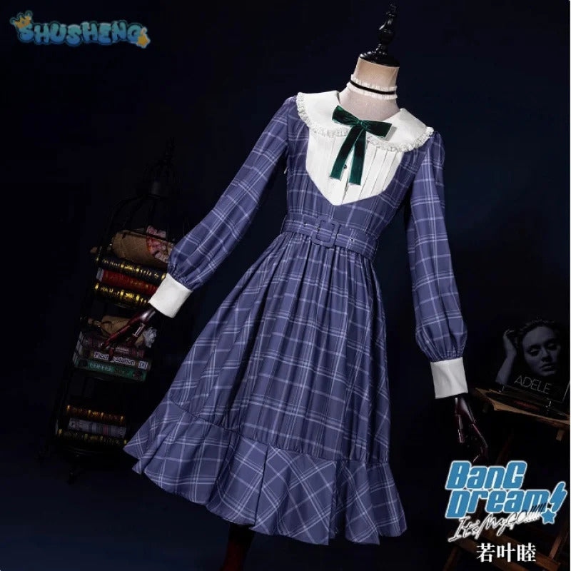 Shusheng-R Wakaba Mutsumi Mortis Cosplay Anime BanG Dream!Costume Sweet Campus JK Uniform Dress Belt Tie Socks Halloween Party Set