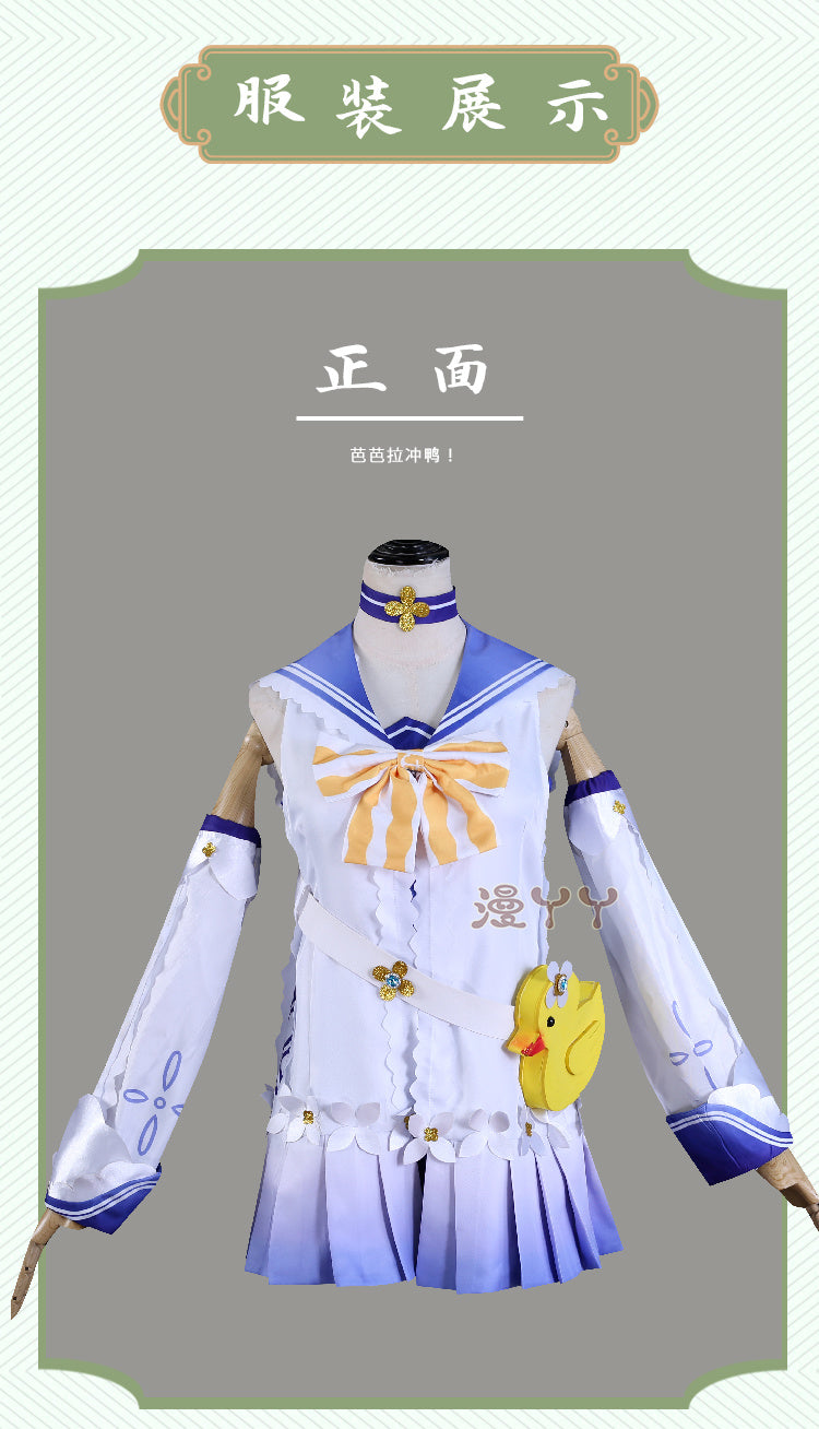 Genshin Impact Barbara Cosplay Costume Women Cute Swimsuit Coat Halloween Carnival Uniforms Full Set with Bag Hat Custom Made