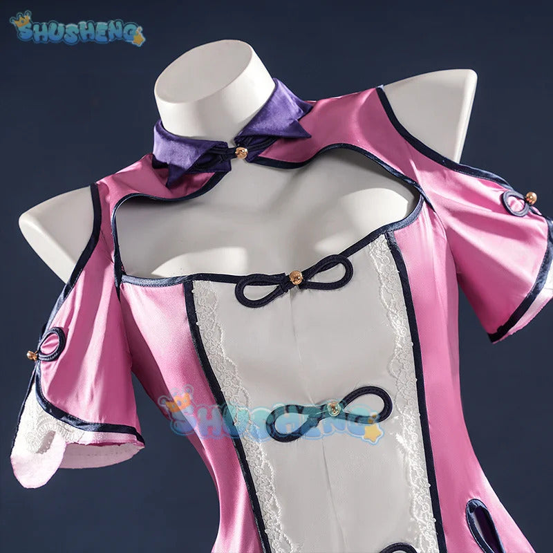 Shusheng-R Anime Date A Live Mukuro Hoshimiya Cosplay Costume Dress Spirit Form Outfit Lilac White Astral Qipao Halloween for Women Girls