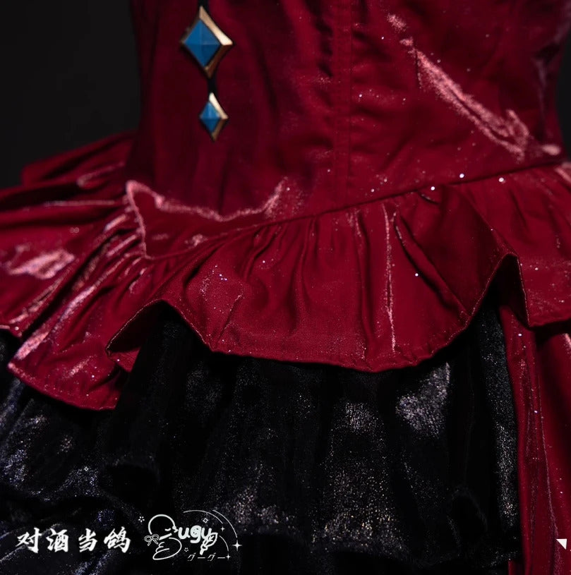 Carlotta Montelli Game Wuthering Waves cosplay costume Halloween Party Gorgeous Red Princess Dress Accessories Props Wig Uniform
