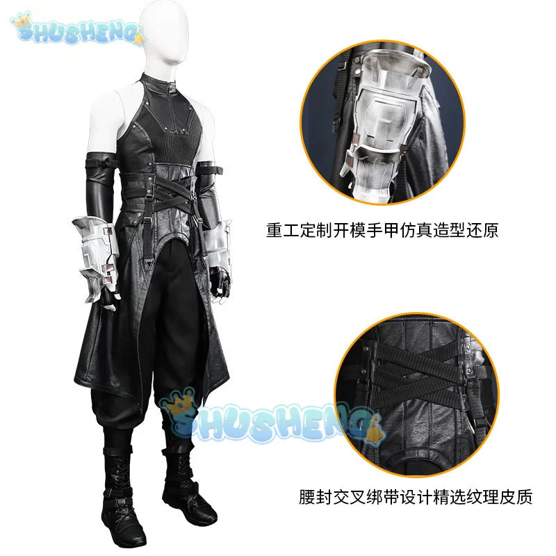 FF7 Sephiroth Cosplay Final Fantasy VII Costume Black Coat and Accessories Halloween Party Handsome Uniform youth Sephiroth Set