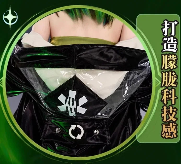 Arknights Mon3tr Cosplay Costume M3 Uniform Black Green Outfit Headwear Rhodes Island Halloween Party for Women Girls Props