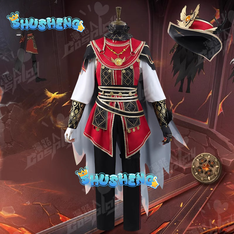 Norton Campbell Cosplay Game Identity V Prospector Costume Wig Red Uniform Suit Halloween Party Royal Clothing for Man