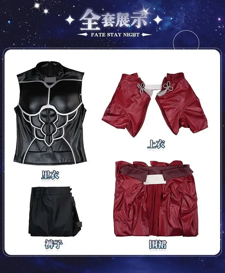 Anime Fate/stay nigh EMIYA Cosplay Arche Costume Black leather top apron pants set Halloween party handsome men women uniform