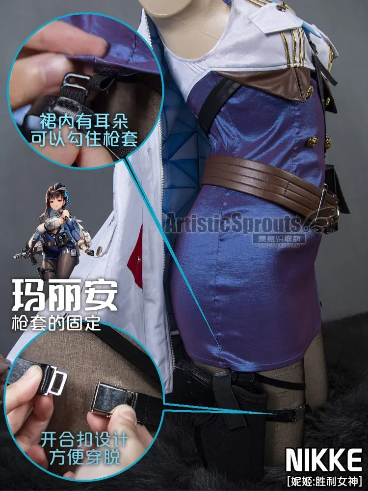 Nikke: Goddess of Victory Cosplay Marianne Costume Marian Women sexy bag buttocks skirt shirt tie hat socks Halloween uniform